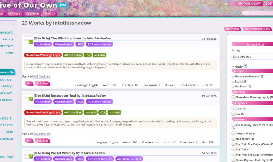 New AO3 Site Skin: A Breath of Life