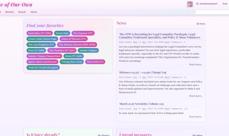 AO3 Site Skin Updated – Pastel Whimsy V2