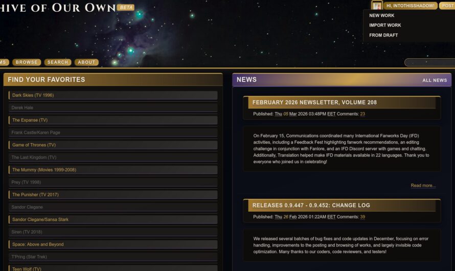 New AO3 Site Skin – Stargazer